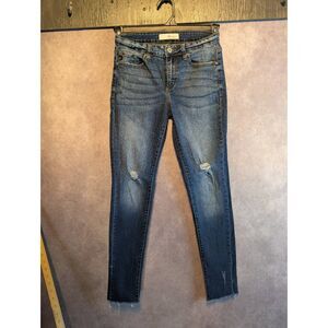 Kancan frayed hem distressed mid rise skinny jeans 27